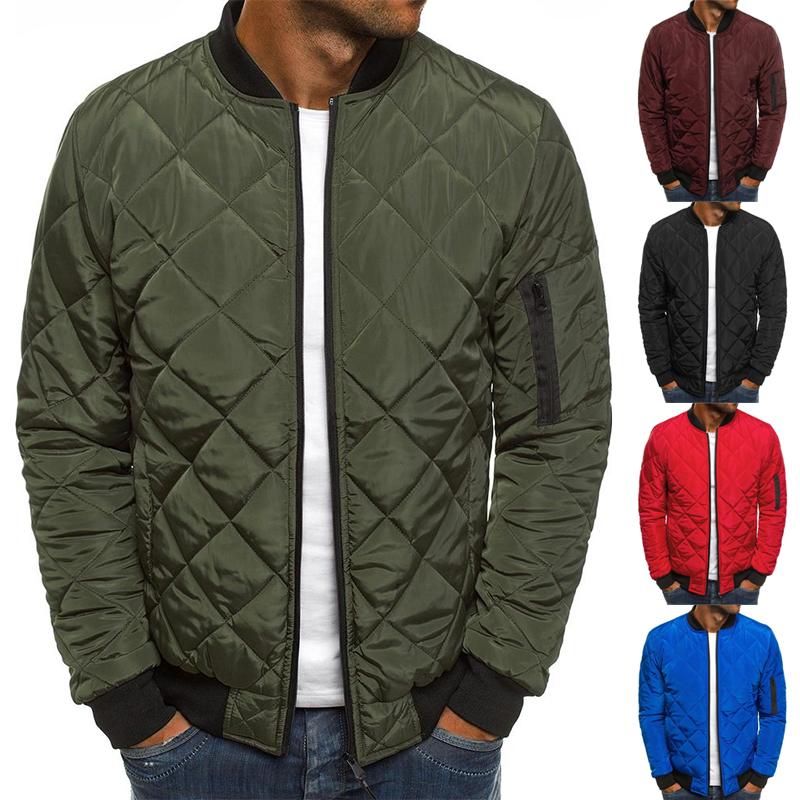 Winter Jacket Men's Baseball Collar Mesh Pressed Lightweight Jacket Vintage Flight Casual Long Sleeve