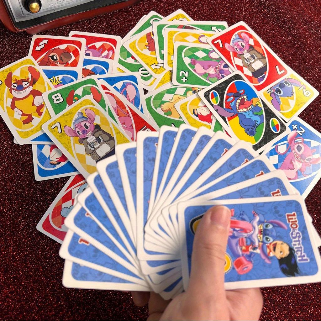 108pcs Stitch Family Game Cards - Officially Licensed 2-10 Player Party Card Game with Colorful Numbered Cards for Family Game Night