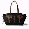 Borsa a Tote da Donna Retro di Grande Capacità con Tasche Multiple, Patchwork in Tela e Decorazioni con Cintura in Pelle per Uso a Spalla Singola