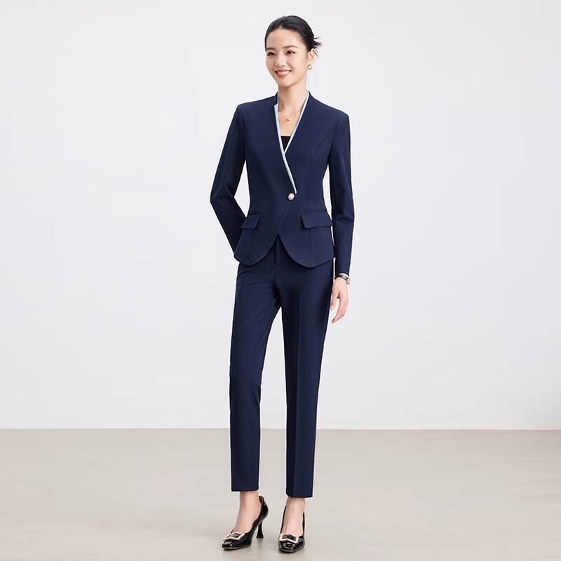 Women's Navy Blue Professional Business Suit Set