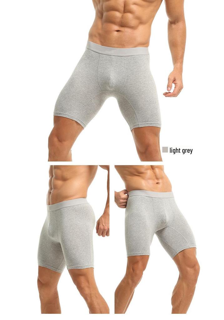 Men’s Sweat-Wicking Breathable Pure Cotton Boxer Briefs - Slim Fit Square Leg, Extended Length Underwear