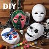 1/10pcs Paper Mache Masks White DIY Full Face Masks Paintable Paper Mask for Halloween