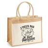 Jute Tote Bag with Pocket I Can't I'm a Pastry Chef I Can't Minimalist | Jute and Cotton Canvas 21 L Flat Bottom Handles 65 Cm