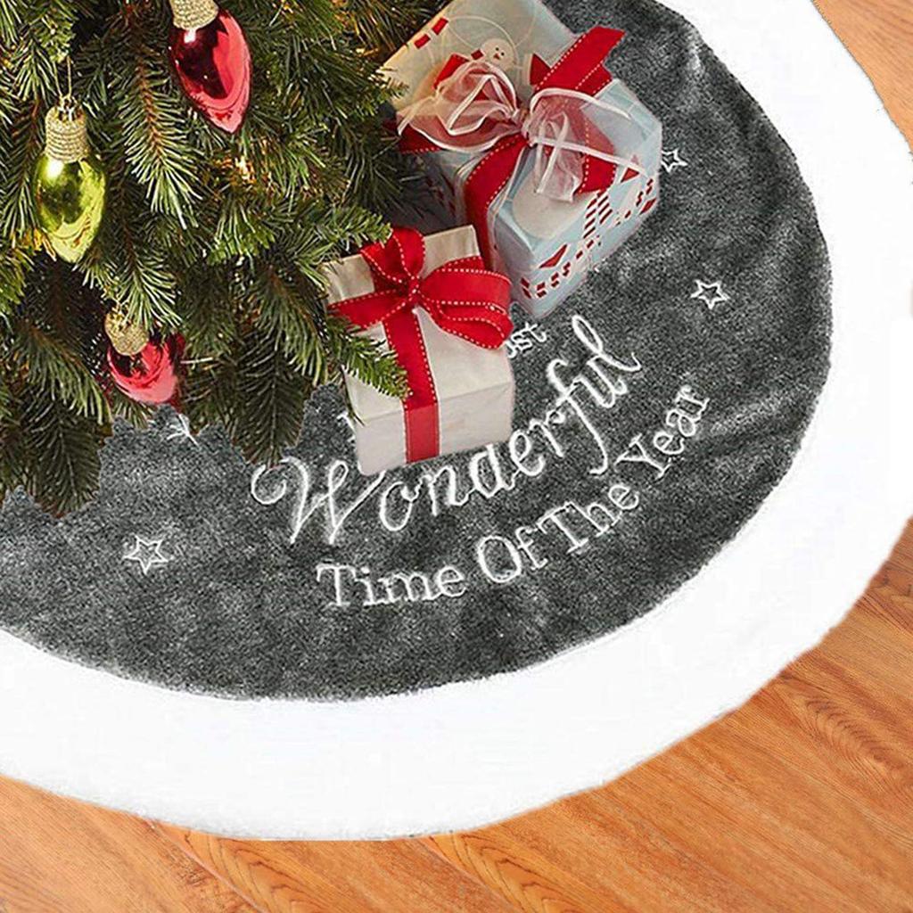 Buy 90cm/35inch Grey Christmas Tree Skirt Christmas Embroidered Plush
