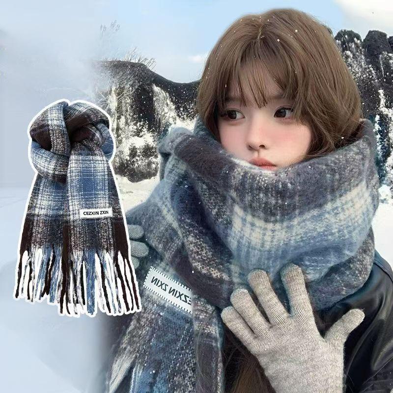 New Plaid Scarf Women Autumn And Winter Korean Style Fashion All-match Thick Warm Couple Neck Scarf