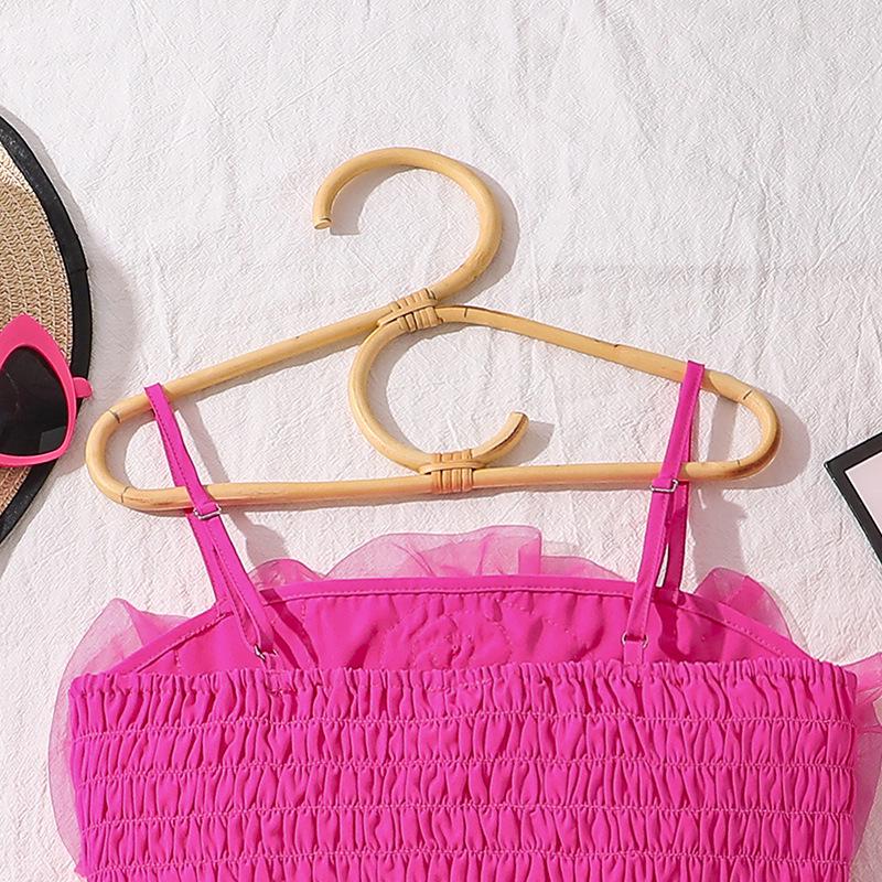 Girls' European & American 3D Flower Spaghetti Strap Top and Irregular Shorts - 2025 Summer Style Set