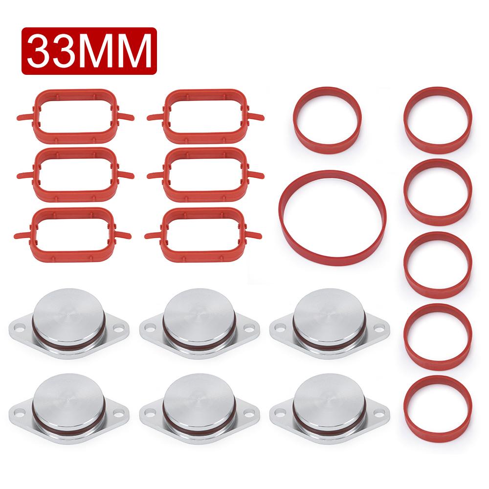 6 PCS 33mm OEM design by aluminum For BMW Swirl Flap Blanking Plates seal with intake manifold gasket 6 cylinder HT-IMK02