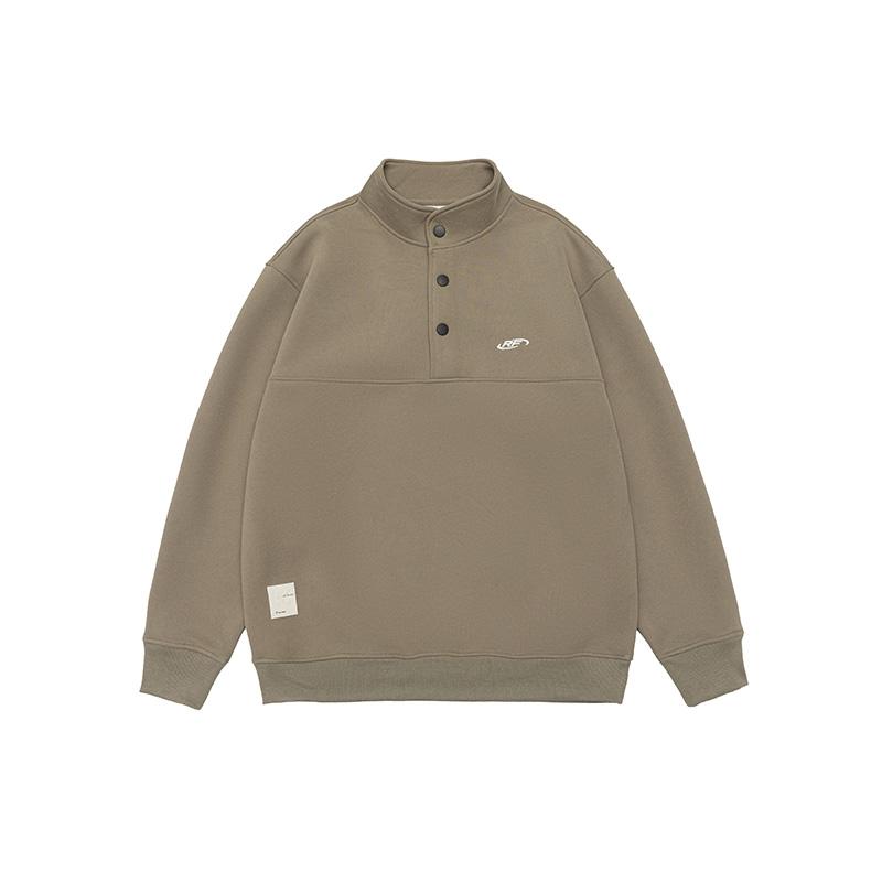 Autumn Heavy Half-Open Polo Neck Sweater Men'S American Trendy Brand Embroidered Outer Wear Long-Sleeved Loose Pullover Casual Jacket