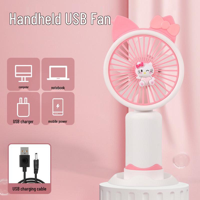 Cartoon USB Rechargeable Handheld Mini Fan Boxed with Charging