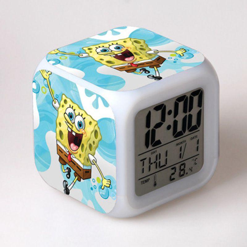 7 Color Glowing Digital Alarm Clock With Date Week Temperature And Snooze Functions