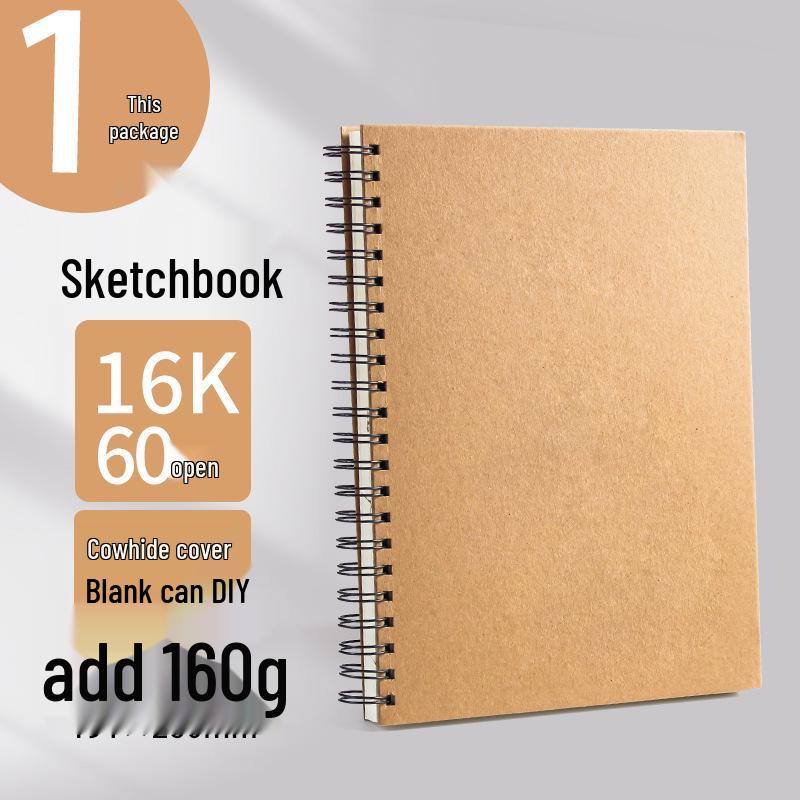 Thickened A3 One-piece Sketchbook, 32K Art Student Drawing Book, Spiral 8K Marker.