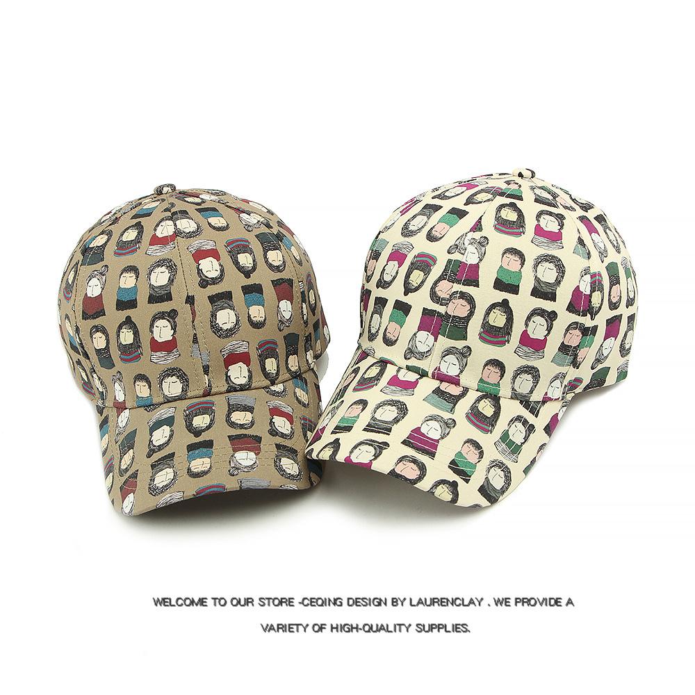 Spring Summer Baseball Cap Women's Sunscreen Sun Hat Cartoon Printed Cap Men's Hat
