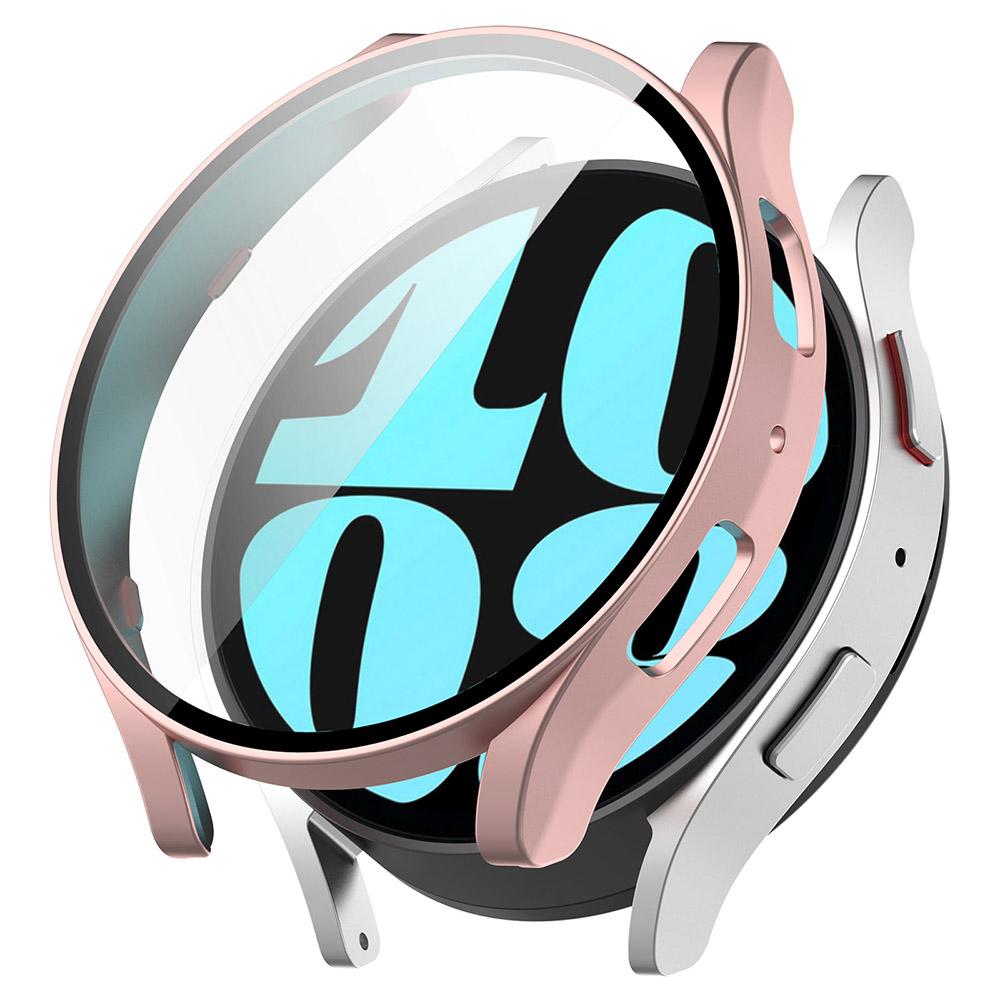 PC+härdat glas skyddsfodral för Samsung Galaxy Watch 6 40mm 44mm helskärmsskydd skalskydd