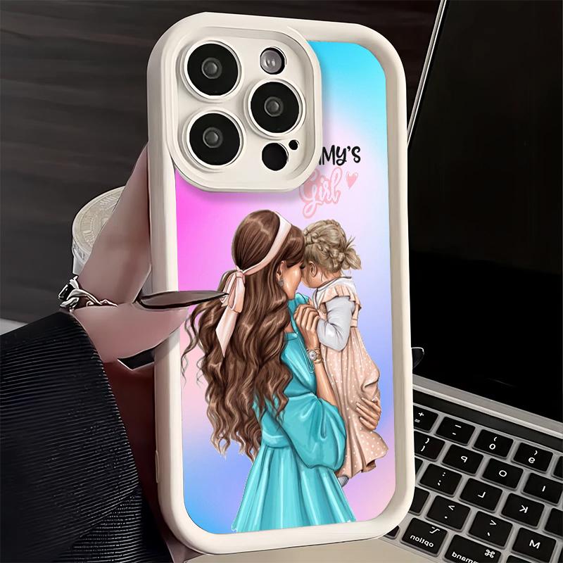 

Phone Case for iPhone 17 Air 16E 15 16 Pro Max Girl Mom Baby Color Design Cover 14 Plus 13 12 Mini Soft Shell Silicone Fundas iPhone 16