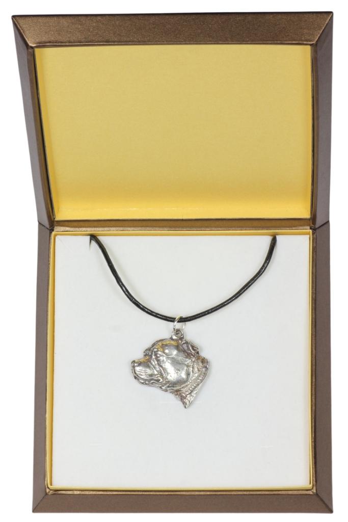 

Staffordshire Bull Terrier, Staffy III - Dog necklace in gift box, silver-plated locket for dog fan, striking pendant by Art-Dog brand срібний