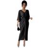 Summer New Style Pure Erotic and Laid-back Lace-up Knot-cut Waist Cinched Figure-hugging Sexy V-neck Dress
