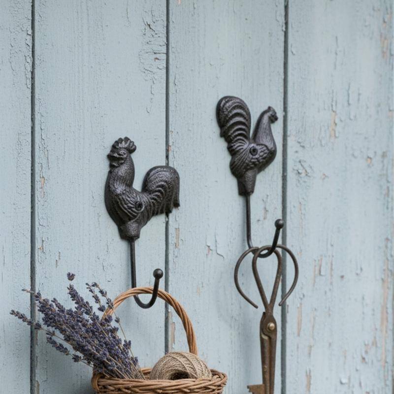 Decorative Iron Chicken Hook For Wall With Functional Storage Space Unique Animal Theme Entryway Hanger for Coat Key
