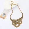 Women's Vintage Ethnic Hollow Knot Drop Pendant Statement Necklace Jewelry