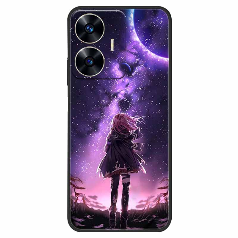 Phone Cover For Realme C55 Case Black Silicone Fundas For Realme C55 RMX3710 TPU Soft Back Coque Star Painted on RealmeC55 C 55