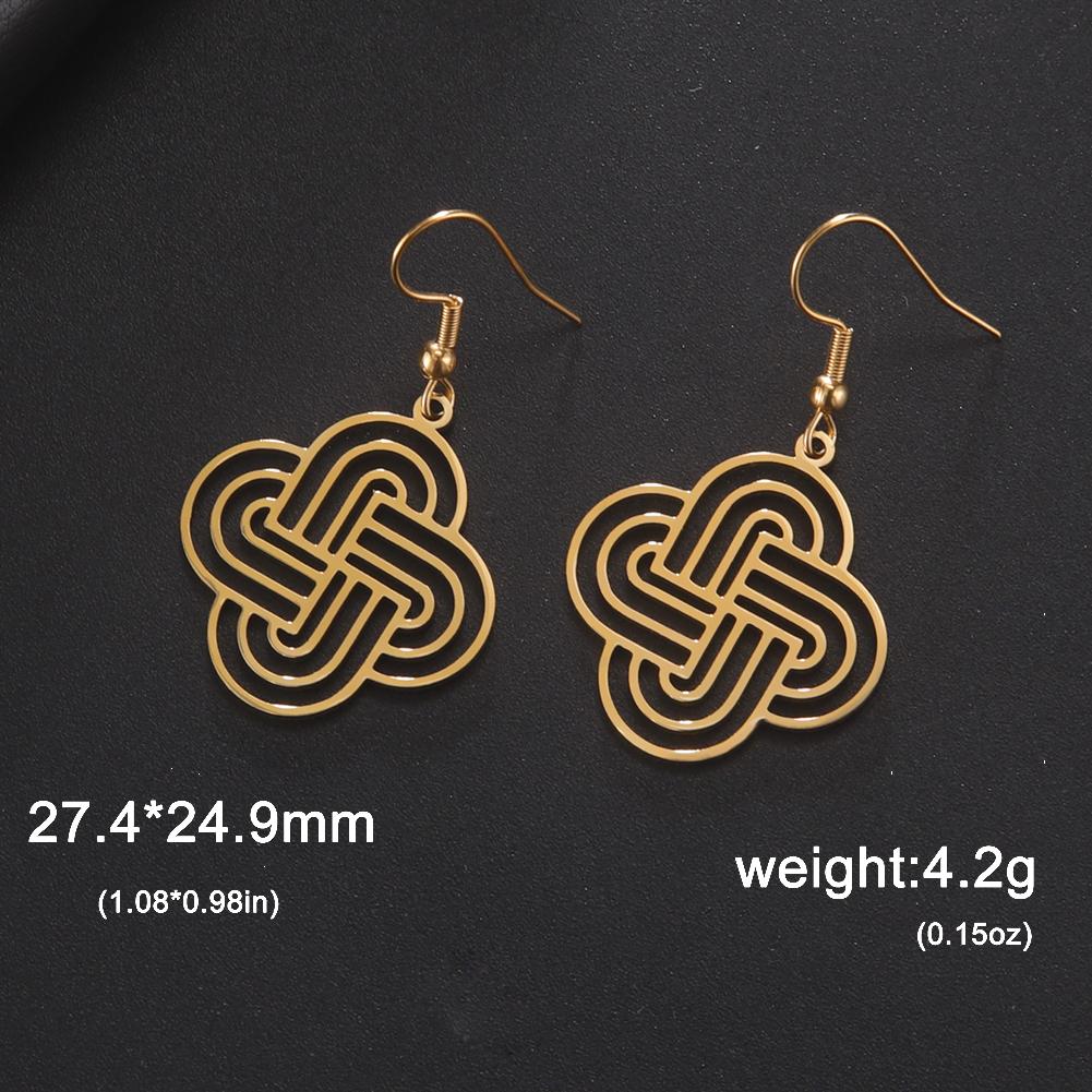 LIKGREAT Stainless Steel Celtic Infinity Knot Dangle Earrings for Women Lady Elegant Hook Charms Good Luck Jewelry New Year Gift