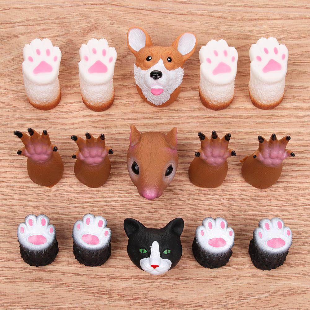 Washable Squirrel Dog Cat Finger Dolls random combination Props Hand Puppet