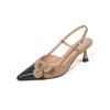 2024 Summer Women Shoes Cow Leather Shoes Women Covered Toe Thin Heel Sandals Slingback Women Shoes Buckle Flowers Women Sandals