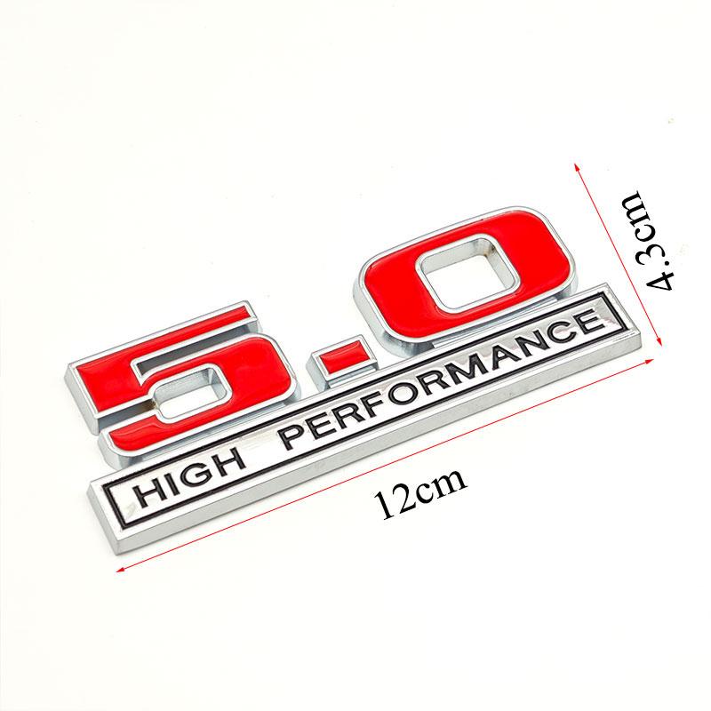 OKM20 3D Metal Red Chrome 5.0 High Performance Car Rear Trunk Stickers Front Grille Badge Emblem for Ford Mustang Accessories