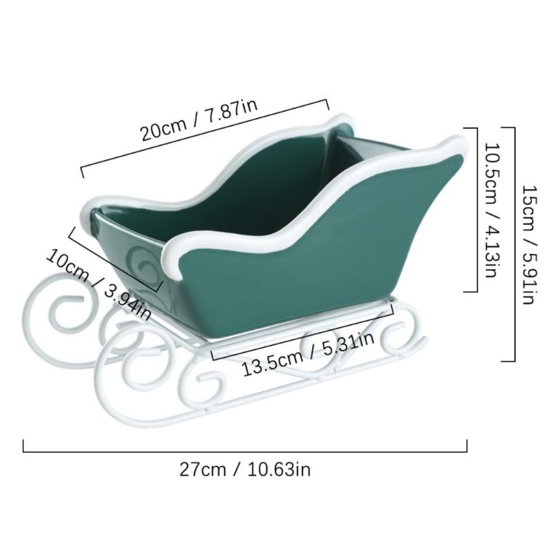Ceramic Sleigh Flowerpot Decorative Christmas Decoration Entryway Key Holder Tray For Mantels Holiday Table Centerpieces
