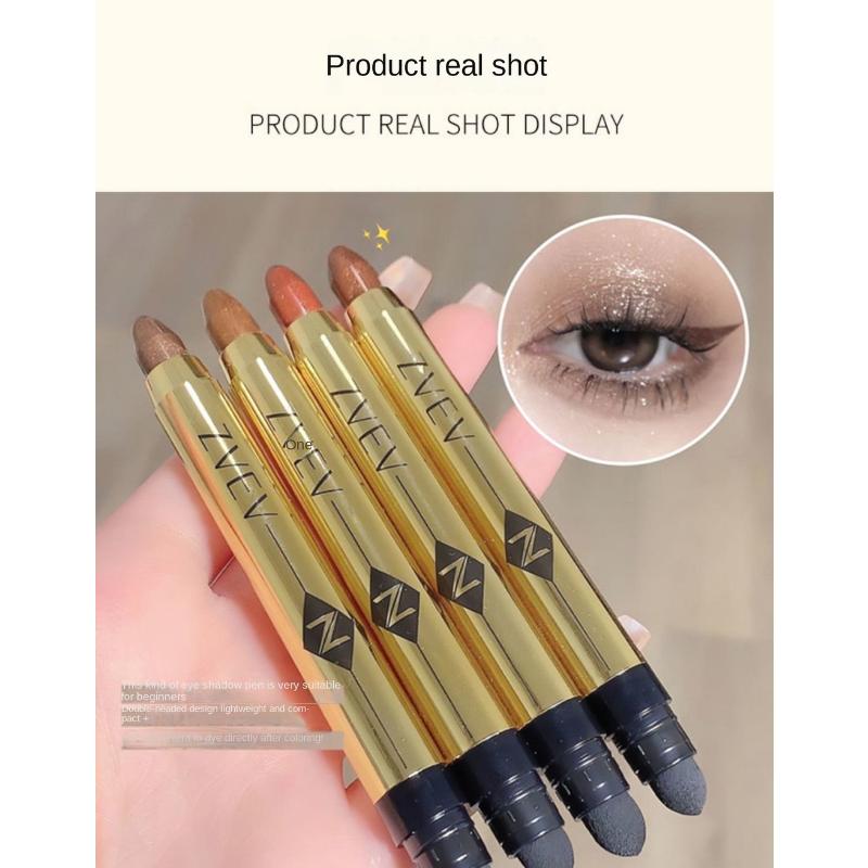 2-in-1 Doppelkopf-Lidschattenstift, Hochlichtstift, Perlglanz-Seidenraupen-Lidschattenstift, langlebig, wasserdicht, helles Pigment, Kosmetik, Anfänger muss