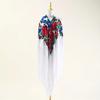 Elegant Long Tassel Peony Flower Shawl Scarf - Ethnic Retro Style, 50cm.