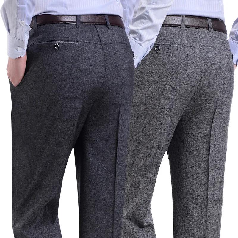 Men's Trousers Middle-aged Men Trousers Casual Loose Thin Pants for Male Straight High Waist Man Trouser Pant