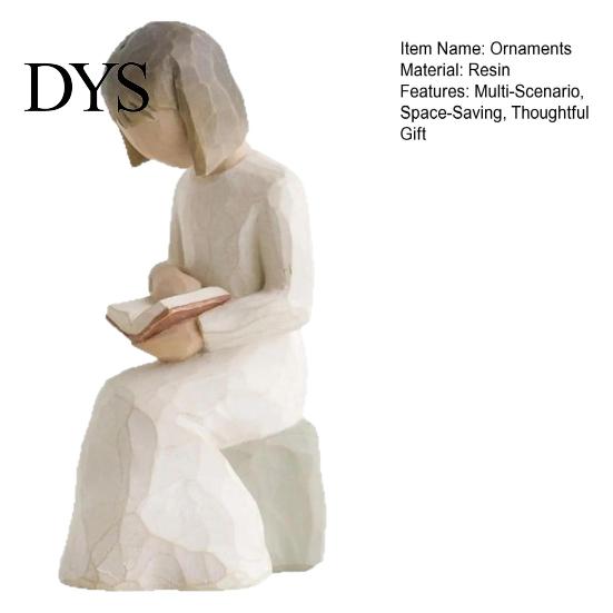 Unique Literary Statue Angel Reading Book Statue, Resin Desk Decor for Lovers, Scratch-resistant Desktop Young Girl Figurine Bookshelf, Healing