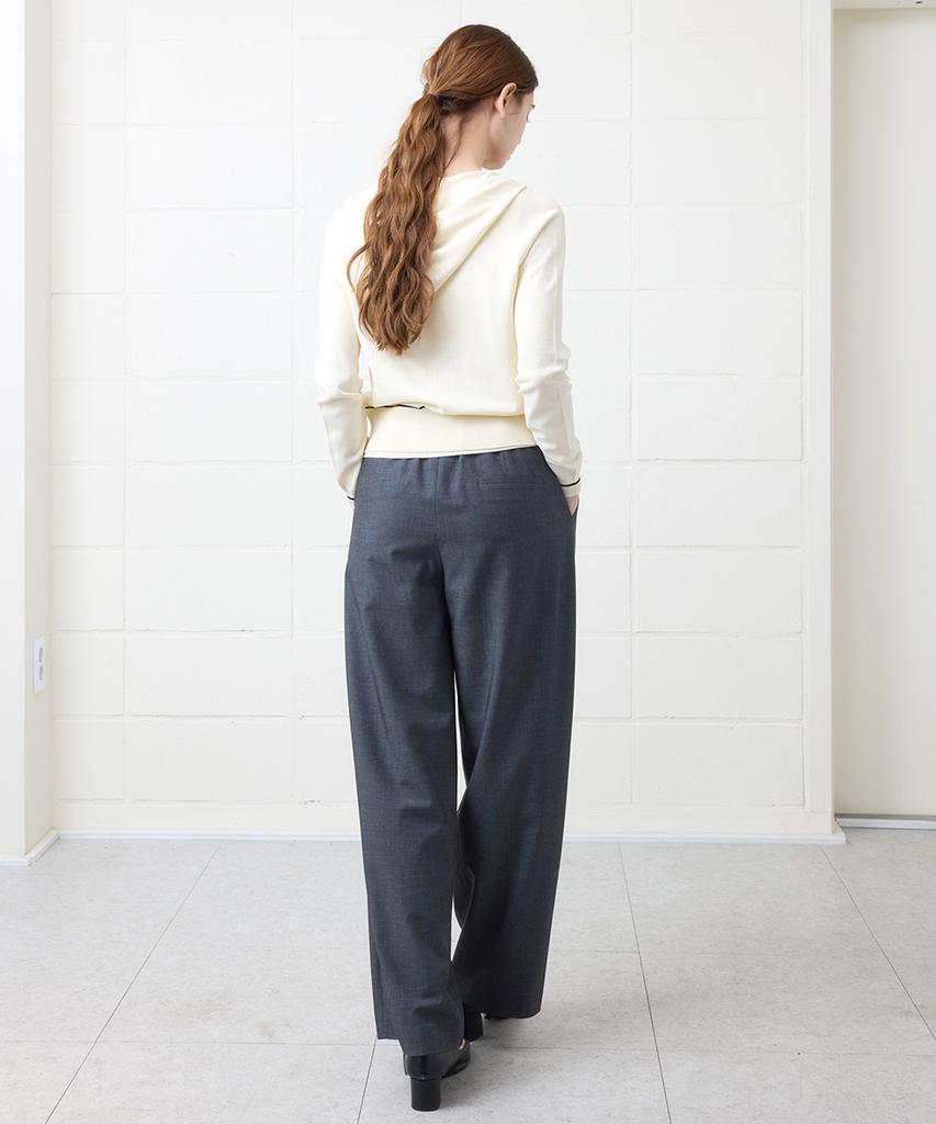 YUJEEOT Single-Pleat Wide Cool Wool Elastic Pants