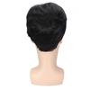 Synthetic Black Mix Blonde Short Curly Wig for Men Highlights Wigs with Bangs Heat Resistant Old Man Wig Father Gifts