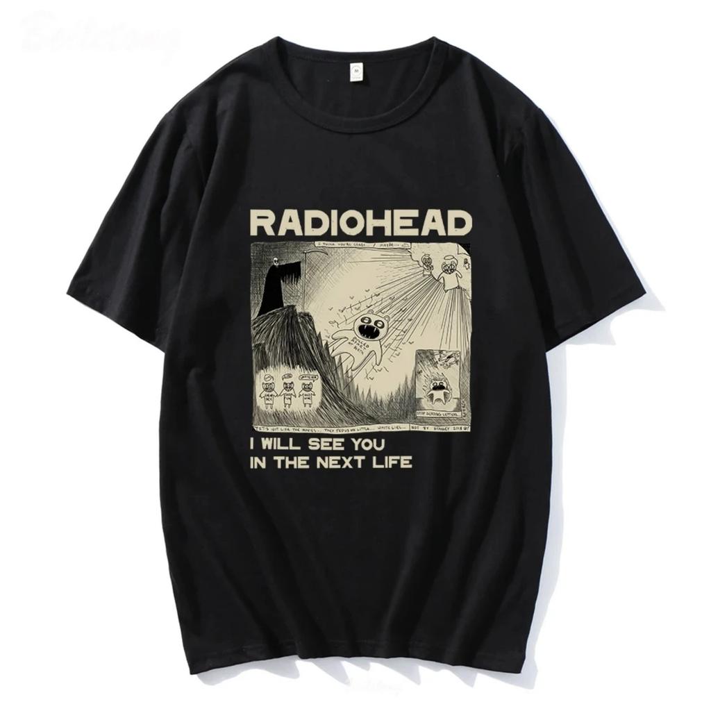 T-shirt Radiohead Band Rock Vintage Hip Hop Ti Vedrò Nella Prossima Vita Unisex Stampa per Fan di Musica Uomo Donna Magliette Manica Corta