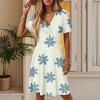 Women's Summer Fashion Floral Print Dress Casual Beach A-Line V-Neck Loose Sundress