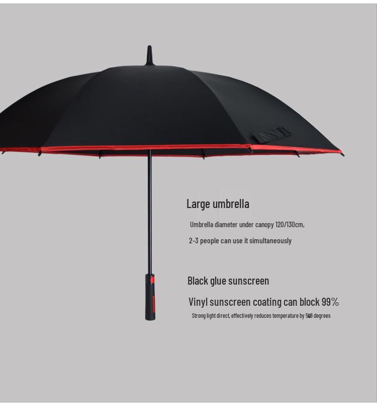 Men's Large Black Golf Umbrella with Long Handle – Customizable High-End Business Gift