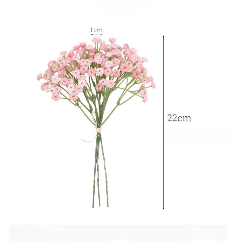 Soft Plastic Baby's Breath Artificial Flowers 22cm Real Touch Gypsophila Mini Bouquet for Wedding Home Decor, 1 Pack