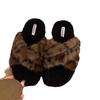 Platform leopard print fluffy shoes women's shoes wear 2025 new autumn and winter cotton slippers lamb wool fashion cotton shoes