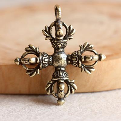 Vintage mosazný kříž Vajra Diamond Pestle Přívěsek na klíče přívěsek na tašku do auta Ornamenty