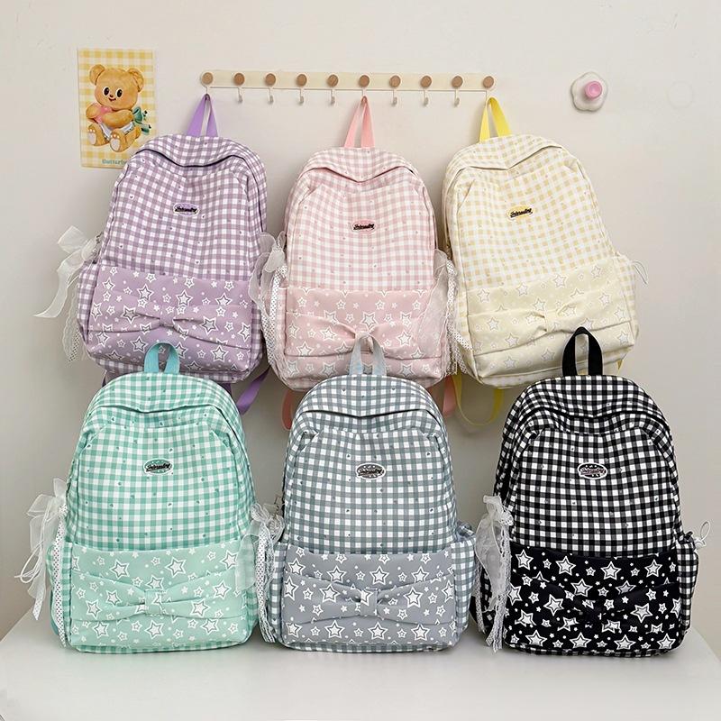 Schoolbag Schoolbag Female Japanese Ins Girl College Wind Small Fresh Bow Backpack Large Capacity Cute Lightweight Backpack