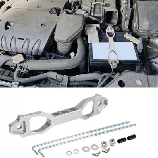 Heavy Duty Battery Hold Down Sets, Battery Bracket Mount, Aluminum Silver