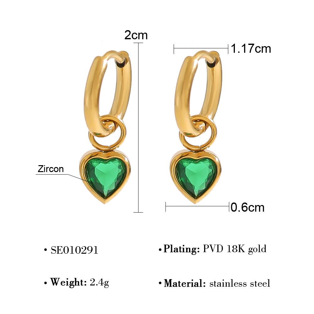 Vintage Heart Shaped Diamond Studded Hoop Earrings With Pendant Elegant Fashion Women's Ear Jewelry