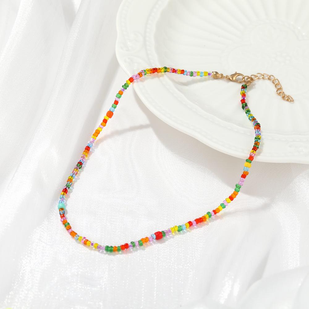 Handmade Transparent Beaded Rice Necklace - Short Korean Choker - New Trend, Fashionable Clavicle Chain