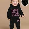 Niedliches Print Fleece Sweatshirt und Modische Sportliche Freizeit-Hosen Set für Baby Mädchen Jungen Herbst Winter Geschenkset