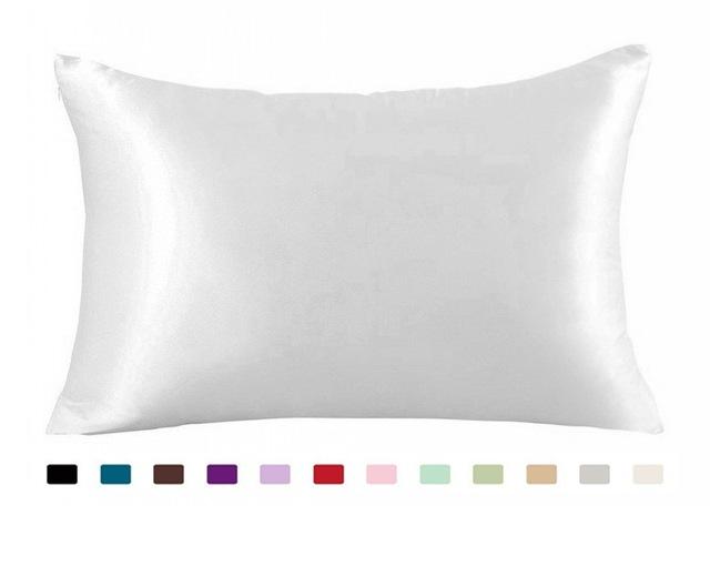 

21 популярная наволочка из атласа и шелка с чистой эмуляцией, квадратная подушка, одинарный чехол для сиденья, мягкая шелковичная однотонная наволочка, новинка USA Twin(20x26 inch) белый