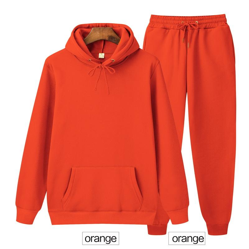 Men's And Women's Solid Color Long Sleeves Hooded Sweatshirt Men's Sportswear Hoodie Autumn Men's Hoodie + Pants Sets