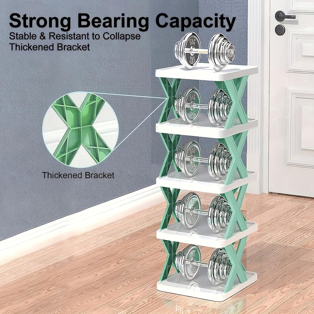 2-Tier Space-Saving Foldable Shoe Rack, Suitable for RVs, Bathrooms, and Dormitories - Durable PP Plastic, Compact Lightweight Storage Box