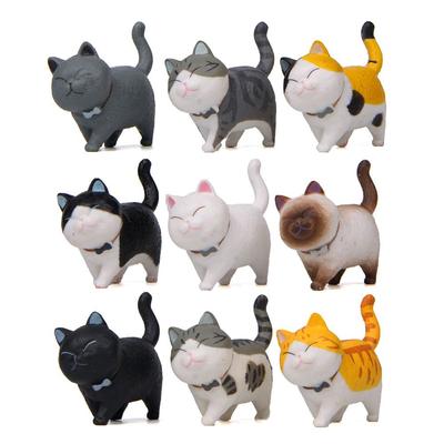 Design Dollhouse Decor Mini Kitten Statue With Bowknot Cartoon Cat Figurine Simulation Animal Model