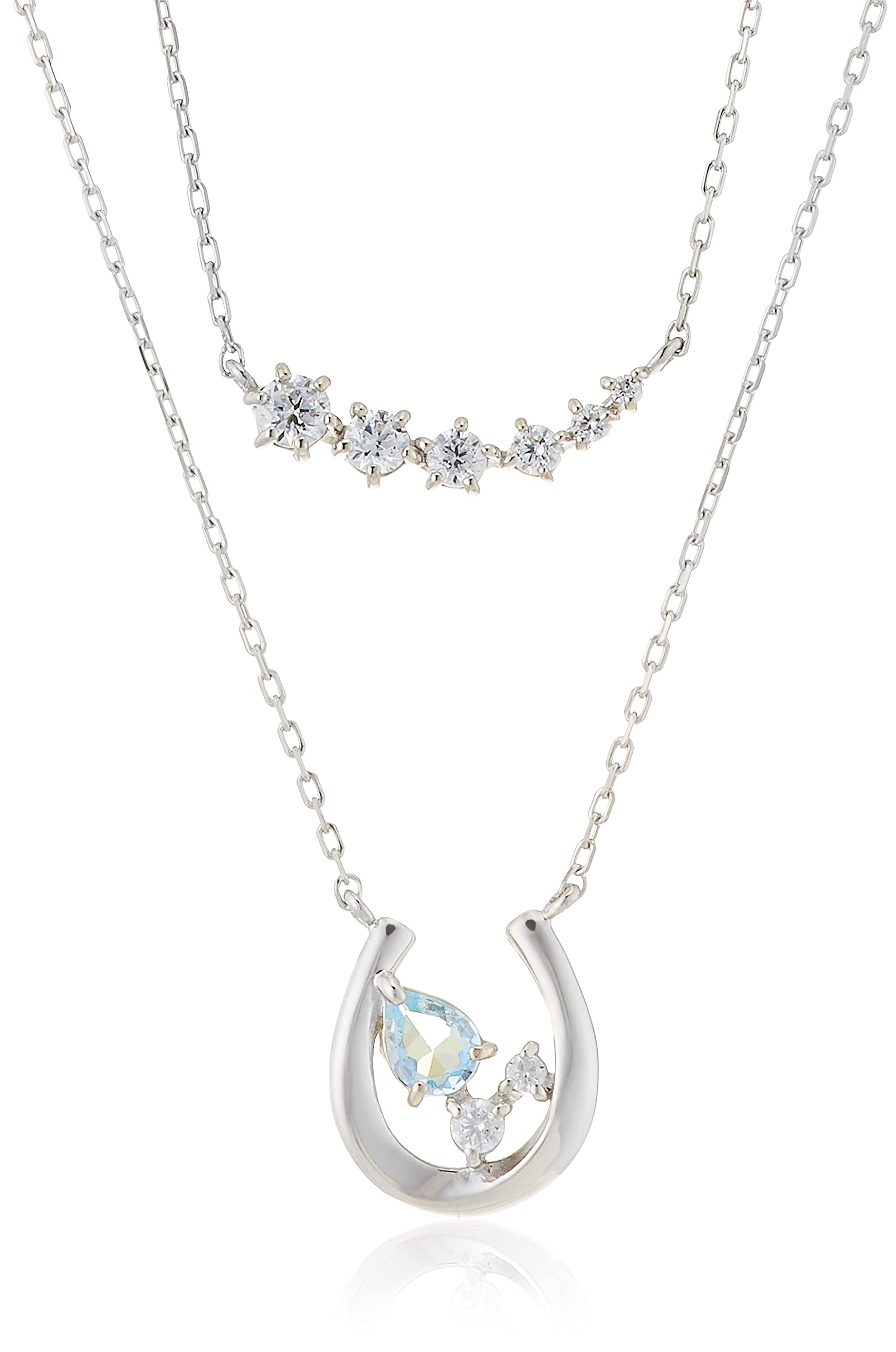 

March Birthstone Aquamarine Silver Necklace 112314121905 [Yondo Sea] Women s